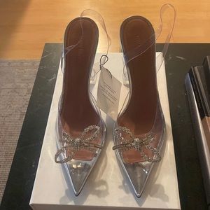 Stunning Silver Heels with Crystal Bow